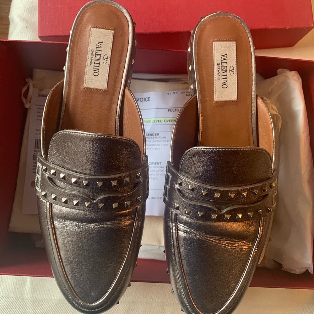 Sliver Valentino Garavani Rockstud Slippers